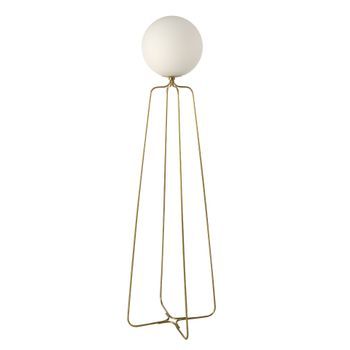 Lámpara De Pie Acero Dorado Y Cristal Blanco Angel Cerdá 8047 37x35x170