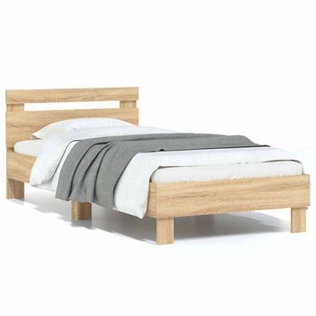 Estructura Cama Con Cabecero Sin Colchón Roble Sonoma 75x190 Cm Vidaxl