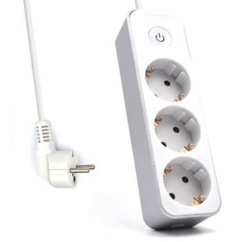 Regleta de alimentacion multiple welly enjoy 3 salidas schuko 16a con interruptor de encendido apagado blanco plateado WY13163