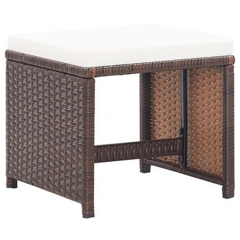 2 Uds Taburetes De Jardín | Otomana De Jardín | Reposapiés De Jardín Con Cojines Ratán Sintético Marrón