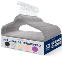 pack 50 ganchos de terciopelo premium antideslizantes con gancho metalico giratorio 360 para trajes pantalones y vestidos  serenelife sl-velvet50 gris