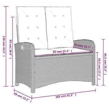 Banco De Patio Reclinable (con Cojines, Ratán Poliático Gris)