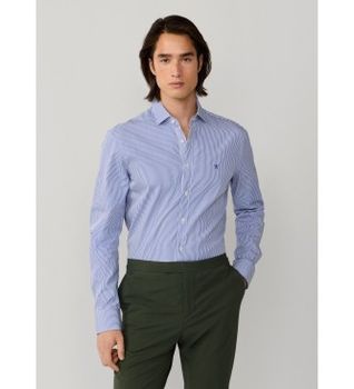 Hackett London para hombre. HM3010537 Camisa rayas bengala city fit tailored azul (M), Casual, Fiesta, Algodón, Clásico, Manga larga