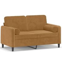 sofa de 2 plazas con cojines terciopelo marron 120 cm vidaxl