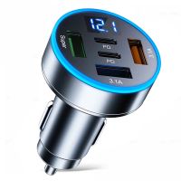 jmg 250w adaptador de cargador de coche usb pd de 5 puertos 3usb-a2usb-c pd qc30 carga rapida con pantalla digital led