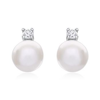 Pendientes de perlas de plata 925 con circonita