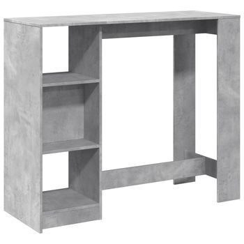 Mesa Bar Con Estante Madera Gris Hormigón 124x46x103,5 Cm