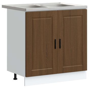 Mueble Bajo Para Fregadero Con Puerta Porto 2 Piezas Marrón