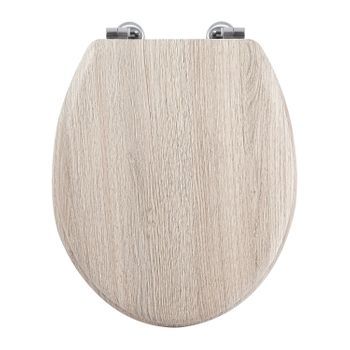 Asiento Wc Mdf Parquet Oscuro Bisagras De Acero Inoxidable