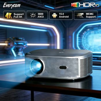 Proyector Everycom HQ11W 3600 ANSI Android 15 Full HD 1080P Decodificación 4K 15dB Ultra Bajo Ruido para Cine en Casa