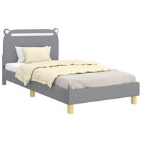 cama para ninos con cabecero gris claro 90 x 190 cm tela