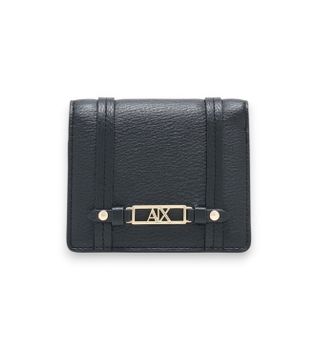A|X Armani Exchange para mujer. XW002613AF15632UC010 Cartera con acabado texturizado y logotipo metalizado negro (OSFA), Casual, Poliéster