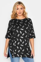 yours camiseta negra de pinas plateadas mujer curvy y tallas grandes yours