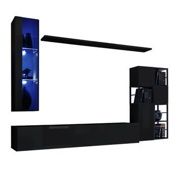 Conjunto De Muebles De Salón Estilo Industrial Switch M2. Color Negro.