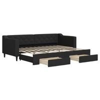 cama para adulto  cama individual  sofa cama nido con cajones tela negro 80x200 cm