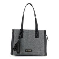 bolso de tela tweed con borla y detalle de logotipo black