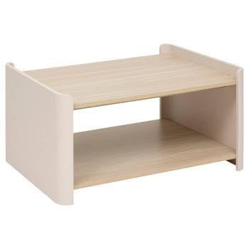 Mesa De Centro Redonda De Marfil Blanco Y Madera