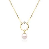 cadena de plata 925 con circulo y perla oro ip