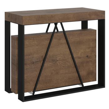 Consola extensible 90x40/300cm effecto madera, nogal