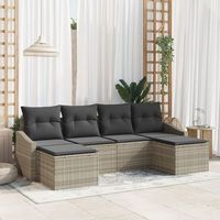 juego de sofa de jardin de 6 piezas con cojines gris claro ratan sintetico v4182 unico  beige