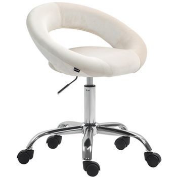 Taburete De Trabajo De Terciopelo Olinda Crema 47x53x66 Cm Clp