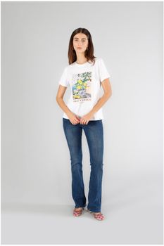 camiseta de manga corta con estampado costa amalfitana white s