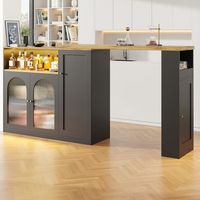 mueble bar giratorio de 360 grados negro mate 108-197 cm con luz led