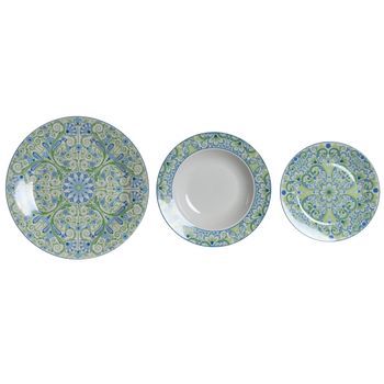 Vajilla Set 18 Porcelana 27x27x3 Azulejos Verde