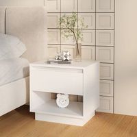 mesita de noche - mueble de dormitorio - madera contrachapada - blanco 45x34x44cm