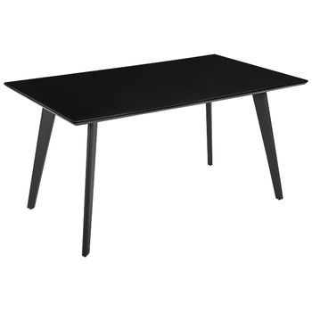 Mesa De Comedor Negra 150 X 90 Cm Mdf Tablero Patas De Metal Cocina Dorcas