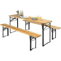 juego de mesa y banco de picnic de 3 piezas costway 177 x 46 x 75 cm