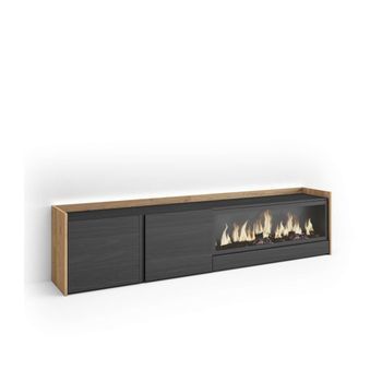 Mueble Tv Moclinejo-01 Con Chimenea Y Luces Led Integradas