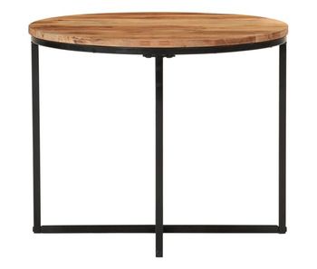 Mesa de café - mesa de centro de madera maciza de acacia y hierro 55x55x45 cm