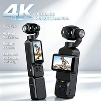 nueva camara de accion 4k con gimbal portatil lente hd giratoria de 180 antivibracion camara de bolsillo para vlogs con luz de relleno para deportes al aire libre