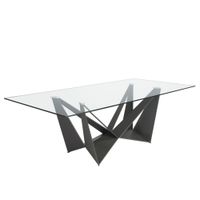mesa comedor rectangular cristal templado y acero negro