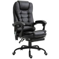 vinsetto silla de masaje silla de oficina con 7 puntos reposapies retractil altura ajustable control remoto tejido de pu negro   aosom espana