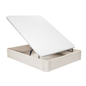 Canapé Raso De Melamina Con Base Tapizada Refuerzos De Acero Y Tela 3d Bisagras Hidráulicas En Color Blanco Ártico 90x190 Cm