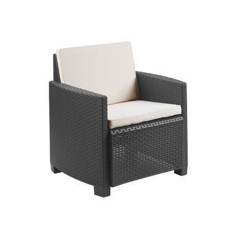 Pack De 2 Butaca Convertible En Sofa Exterior 63x58x74cm | Häusbed | Siracusa | Gris-antrácita | Cojines Incluidos