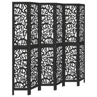 biombo separador de 6 paneles madera maciza paulownia negro vidaxl