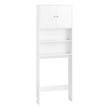 Sobuy Armario De Baño Estrecho Con Puertas Y Estantes, Almacenaje Ajustable Blanco, 65x182x20cm Bzr165-w