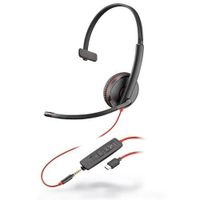 poly blackwire 3215 auriculares alambrico diadema llamadasmusica usb tipo c negro
