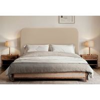 dhome cabecero beige curvo con patas tapizado en polipiel 95cm altura 125cm para pared acustico absorbente cabezal cama dormitorio beige 95cm