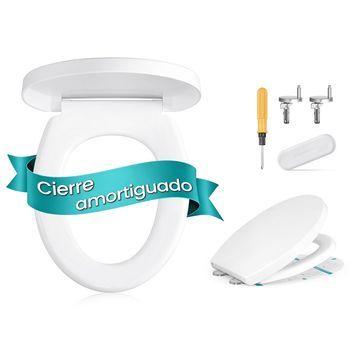 Tapa De Wc Universal Forma Silencioso Extraíble Plástico Pp Montaje - Blanco