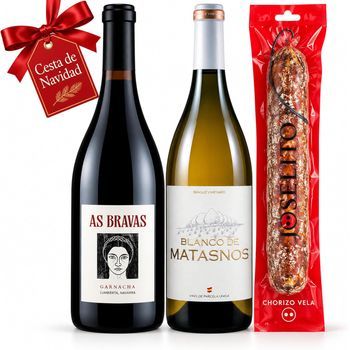 Cesta Navidad As Bravas Garnacha Y Blanco De Matasnos - 2 Botellas + 1 Chorizo