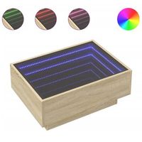 mesa de cafe - mesa de centro y led madera ingenieria roble sonoma 70x50x30 cm