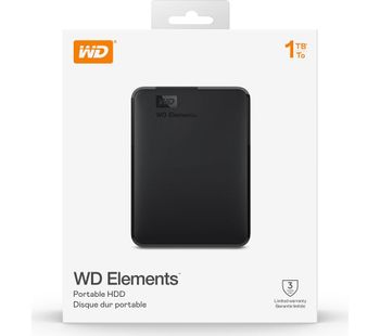 WD Elements SE Portable Hard Drive - 1 TB, Black, Black