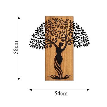 Decoración Pared De Madera Woman Árbol 3 Nogal Negro 54x58 Cm