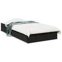 cama individual  cama para adultos  cama con cajones madera de ingenieria negro 90x190 cm