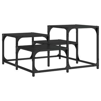 Mesa De Centro 68x68x40 Cm Madera Y Metal Trabajados - Negro