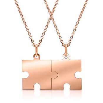 Cadena de plata 925 rosa con colgante puzzle